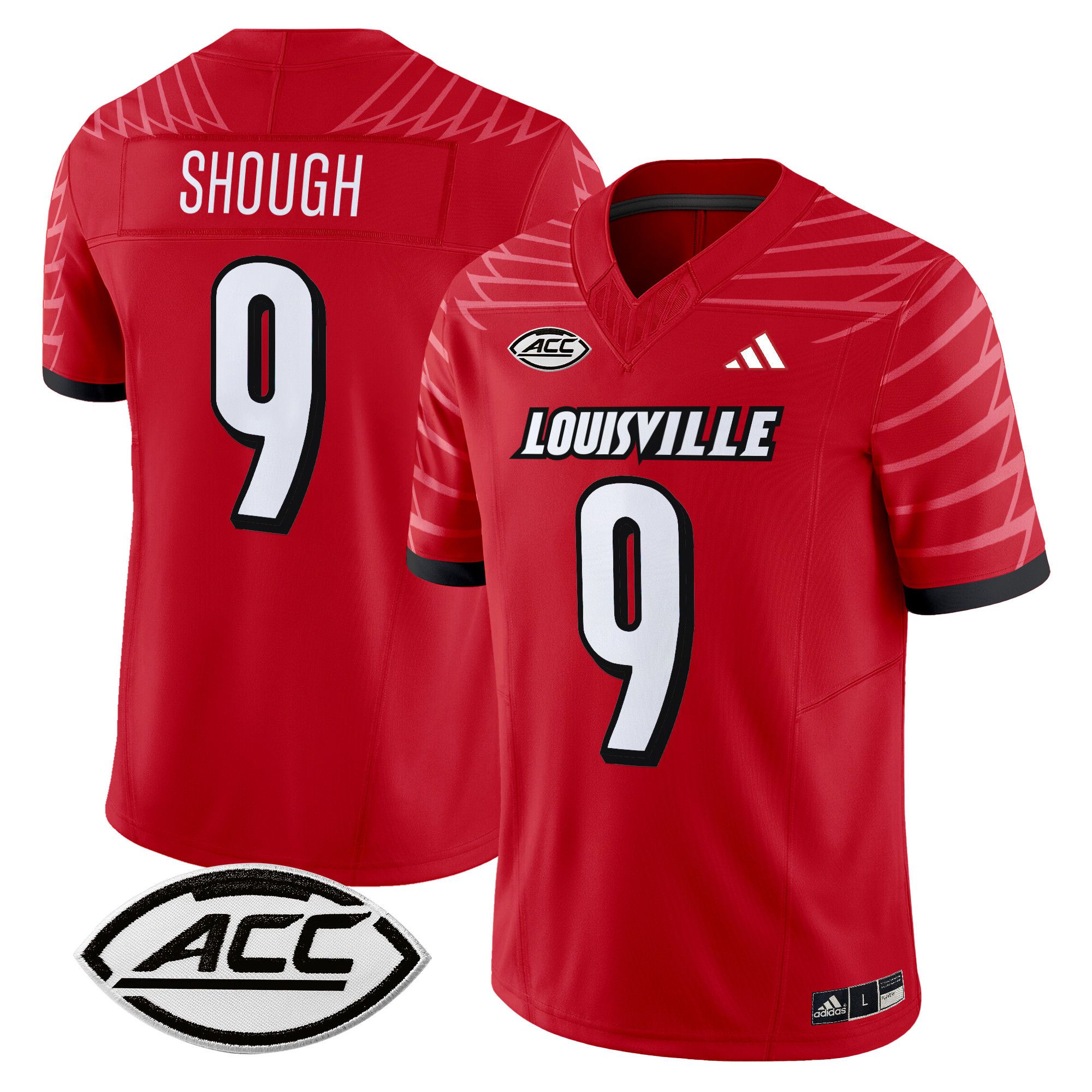 Men Louisville Cardinals #9 Shough Red 2024 Vapor Limited NCAA Jersey style 1